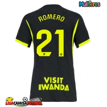 Camisa de Futebol Atletico Madrid Cristian Romero #21 Equipamento Secundário Mulheres 2026-27 Manga Curta